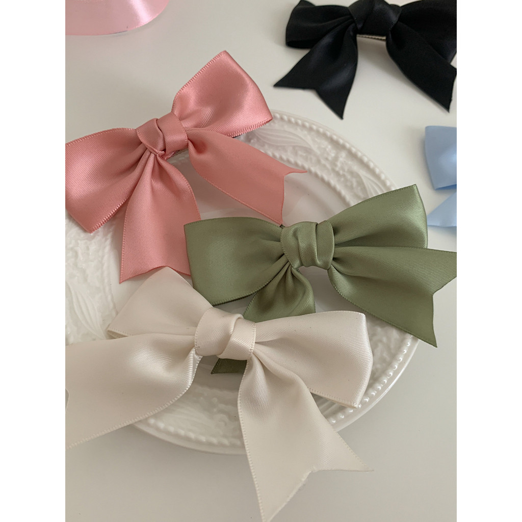 PREMIUM CLASSIC SATIN BOWKNOT HAIRPIN SWEET ALL-MATCH GIRL BANGS CLIP GIRLY FAIRY HAIR AKSESORIS RAMBUT PITA PANJANG KLASIK KPOP KOREA KOREAN HIGH QUALITY JENNIE BLACKPINK STYLE JEPIT JEPITAN RAMBUT PITA RIBBON BOW KNOT ANAK GIRL DEWASA WANITA