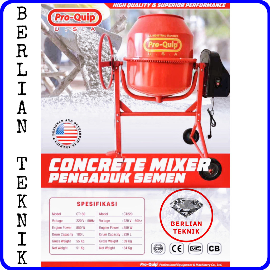 Beton Molen Concrete Mixer Semen Listrik Proquip CT 180 / 180 Liter