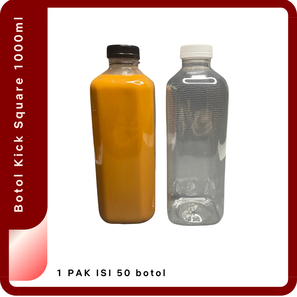 Botol Kick Square 1000ml (Kotak) | Botol Plastik Kale Kotak 1L