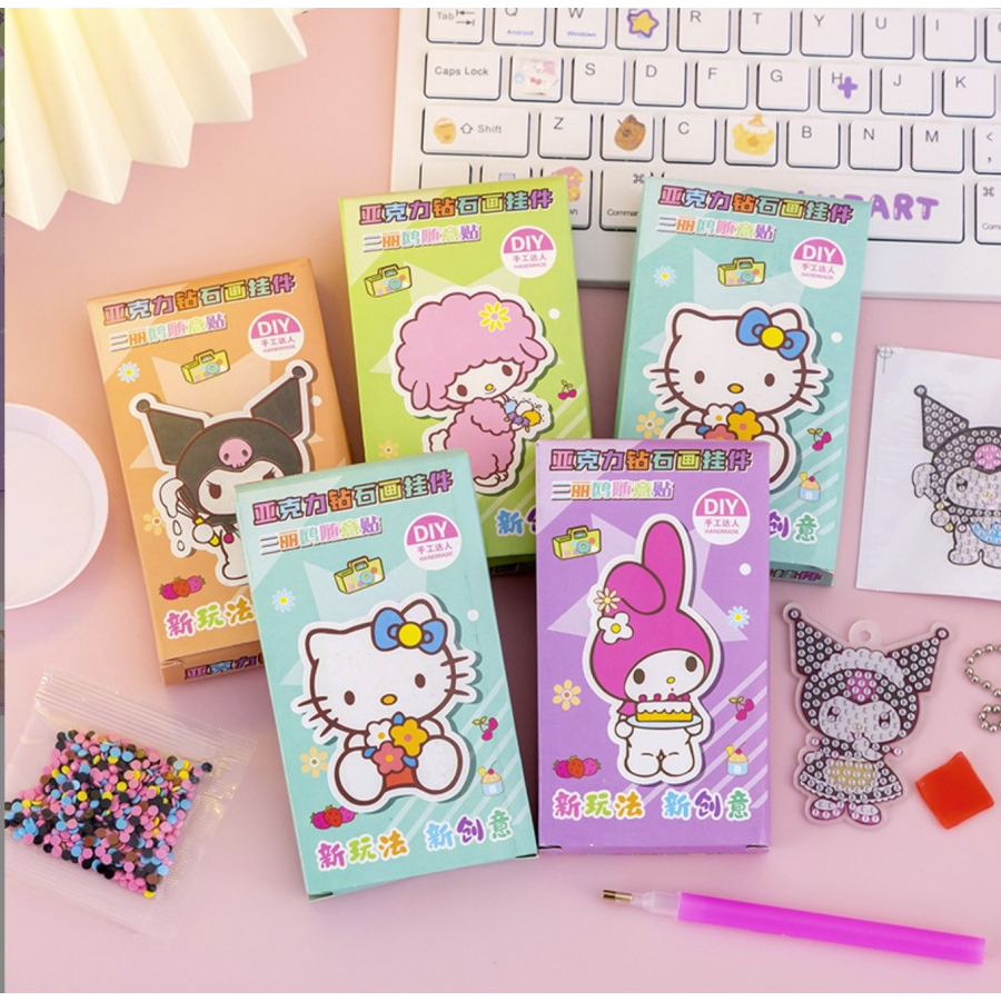 Mainan DIY art and craft tempel kristal kartun gantungan kunci anak