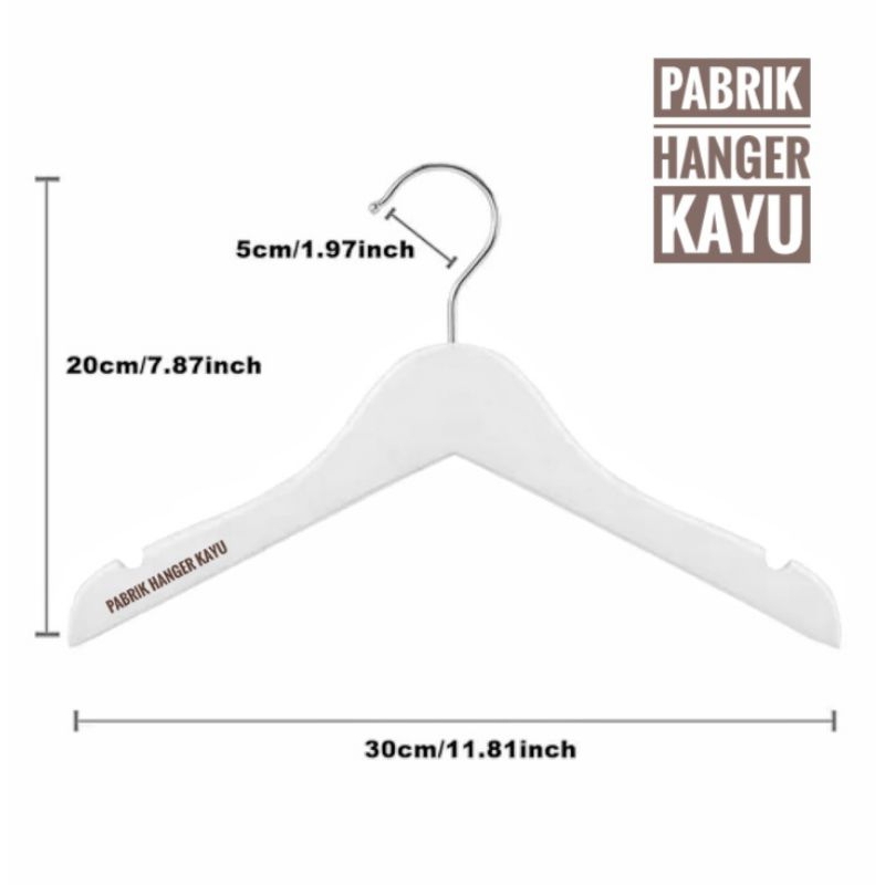 HANGER KAYU ANAK PUTIH 12PCS / 1 LUSIN