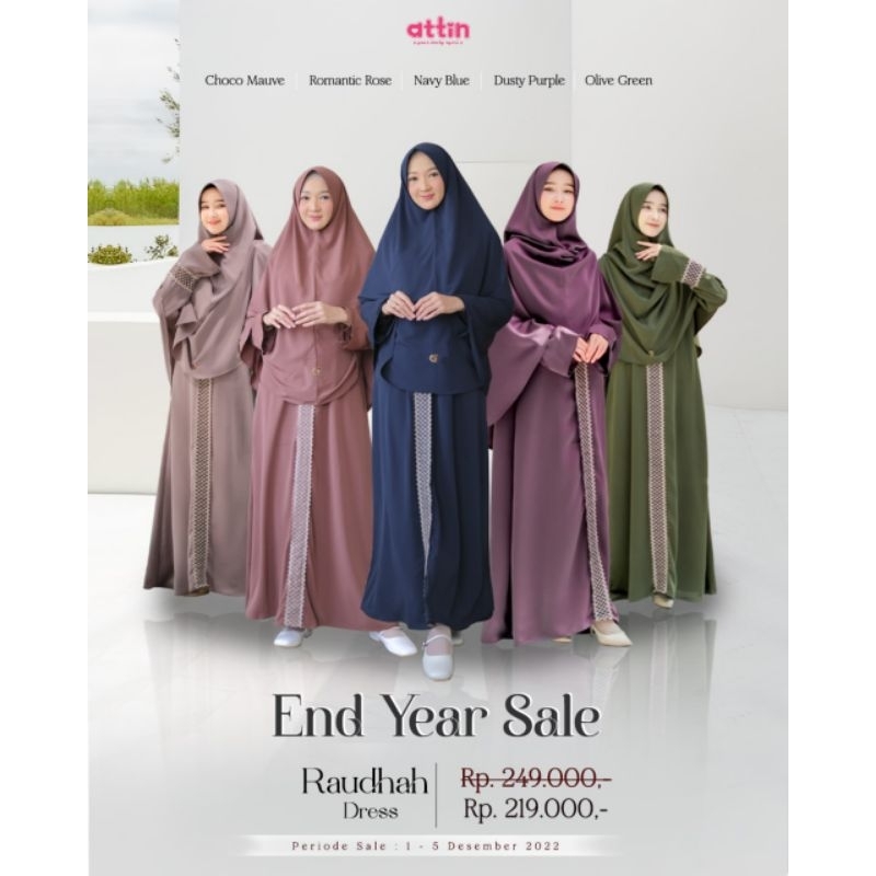 READY STOK RAUDHAH DRESS BY ATTIN HIJAB