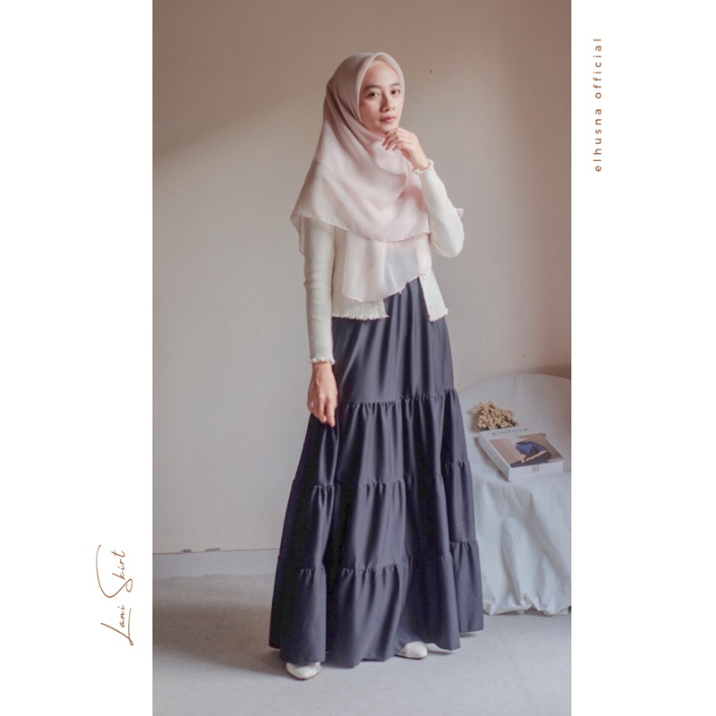 [𝐄𝐥𝐡𝐮𝐬𝐧𝐚] Lani Skirt/ Rok Canda / Rok Susun / Rok Rempel / Maxi Skirt / Rok Susun Ruffle