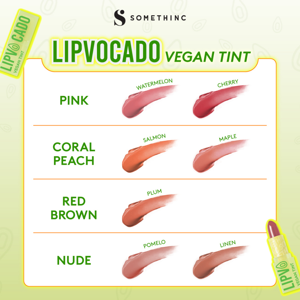 ✨ AKU MURAH ✨ SOMETHINC LIPVOCADO Vegan Lip Treatment Tint / Lip Balm Warna