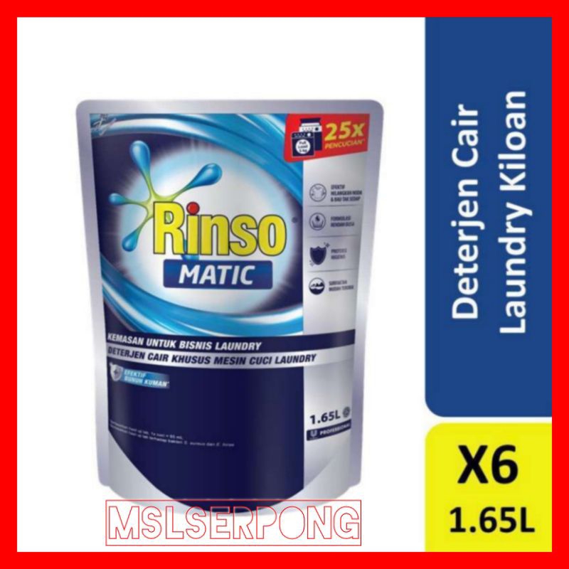 RINSO METIC DETERJEN LAUNDRY KILOAN 1,65 L X 6 PCS / DETERGEN / RINSO