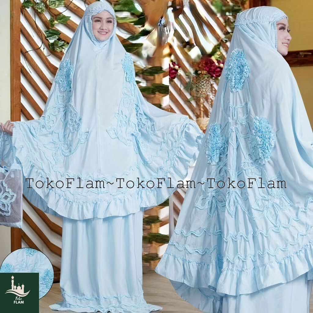 FLAM MUKENA DEWASA GHAISANI ROSELLA MOTIF BUNGA TIMBUL