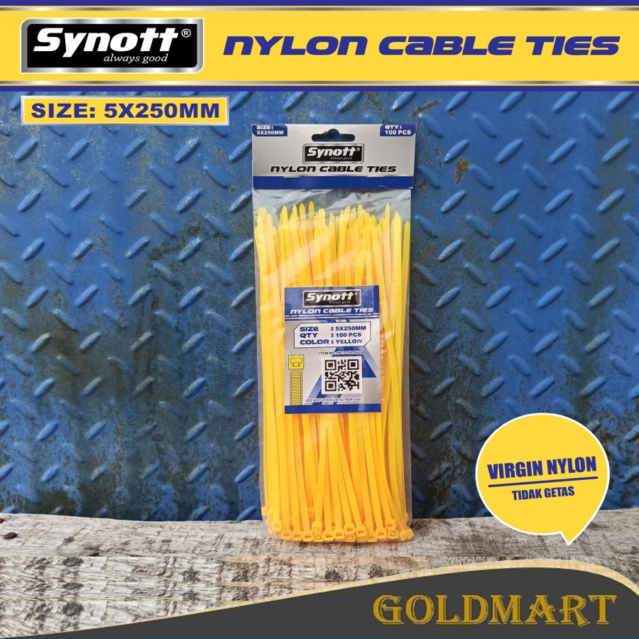 Kabel Tis 250 mm x 5 mm Synott Cable Ties Kuning isi 100 pcs