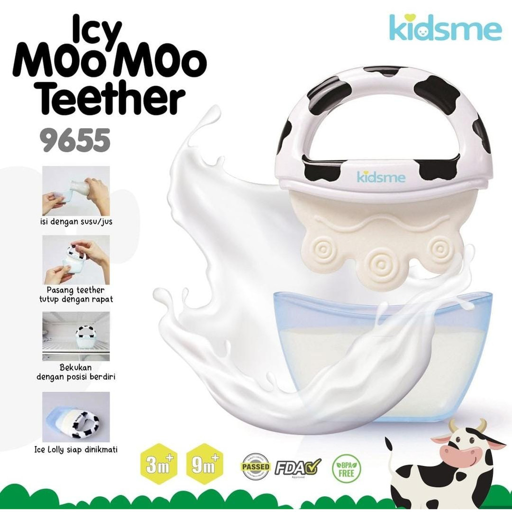 KIDSME Icy Moo Moo Teether Soother Gigitan Bayi - Baby Ice Pop Maker kidsme