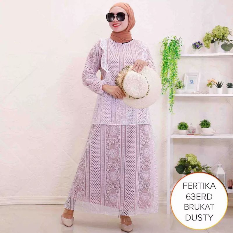 gamis brukat korea full furing// gamis malika dress / gamis wisuda kondangan brukat / fertika maxy