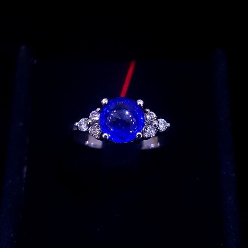 Cincin Berlian Emas Putih permata Safir Natural