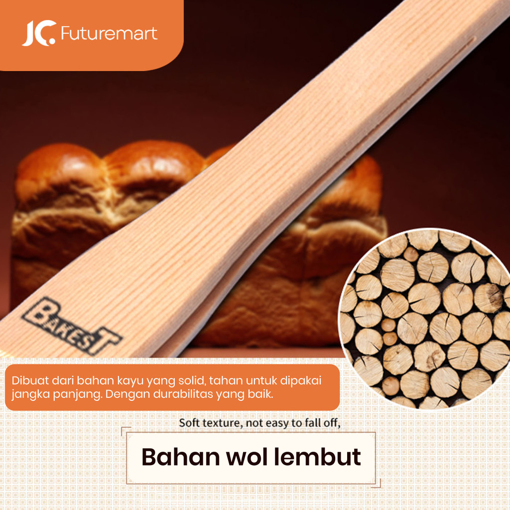 KUAS BULU DOMBA  WOOL PASTRY BRUSH WOODEN HANDLE BAKEST