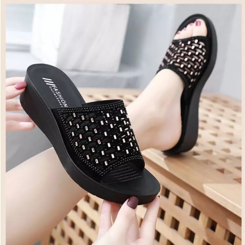 Sandal Wedges Blink Mutiara Korea Terbaru