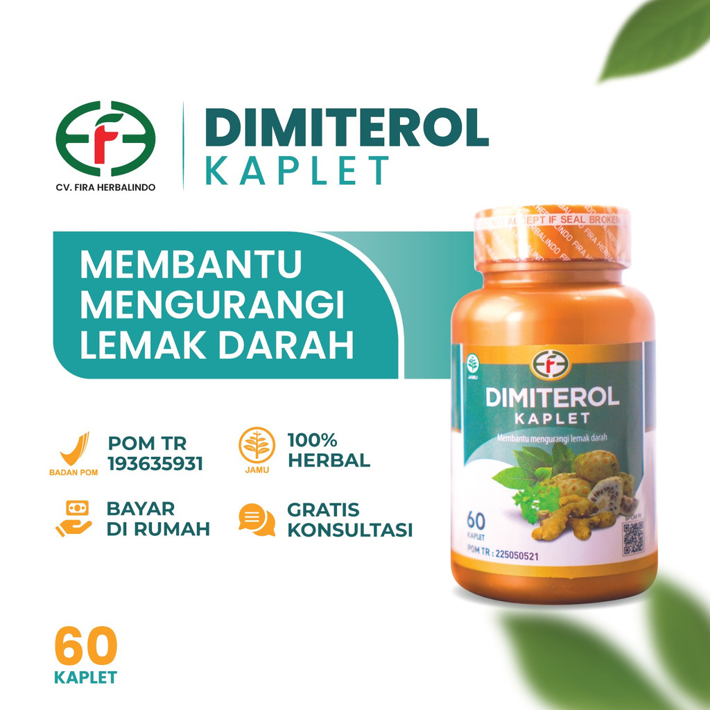 Kaplet DIMITEROL ORIGINAL Atasi Kolesterol Tinggi Lemat Darah Trigliserida Kolestrol Alami Original
