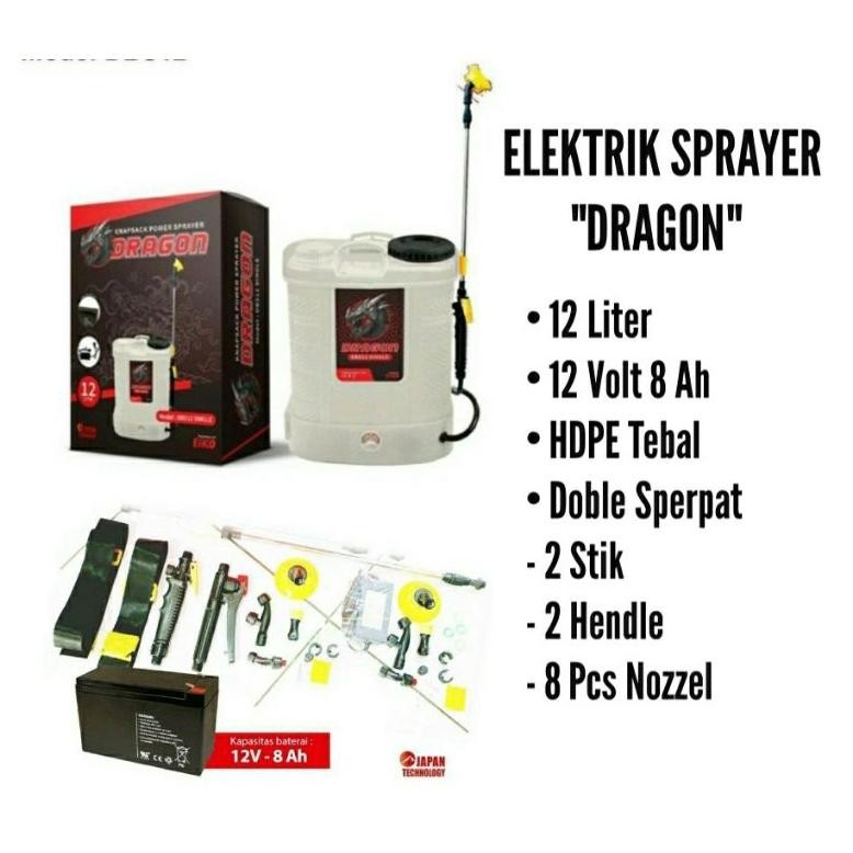 SPRAYER BATERAI / ACCU / ELEKTRIK 12 LITER merk DRAGON