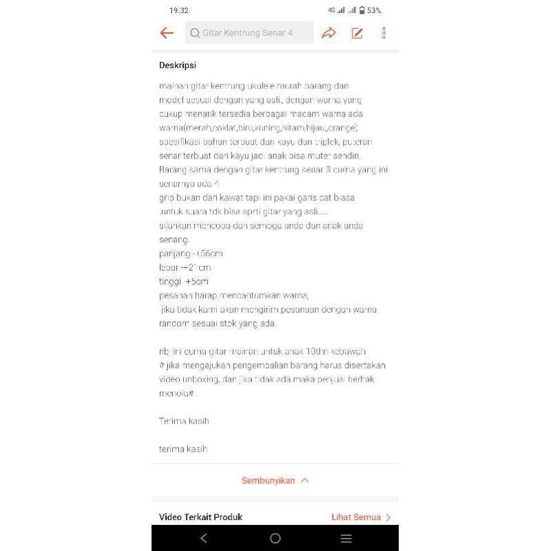 Gitar kayu mainan smile ukuran standart