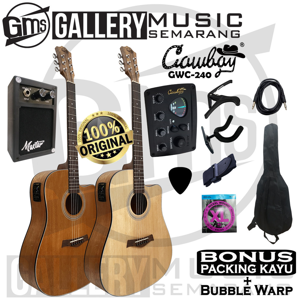 ORIGINAL!!! Gitar Akustik Elektrik Import Merk Cowboy GWC-240 NA GWC 240NS Equalizer Tuner AW-33