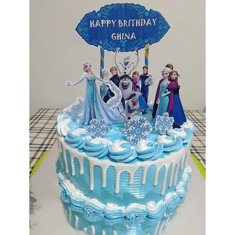 topper cake FREE NAMA karakter Frozen / baner kue ultah