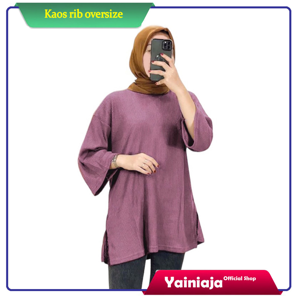 Kaos Rib Oversize Jumbo atasan wanita Polos