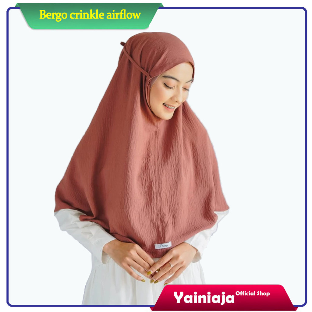 Bergo Crinkle Airflow jilbab Premium tali belakang