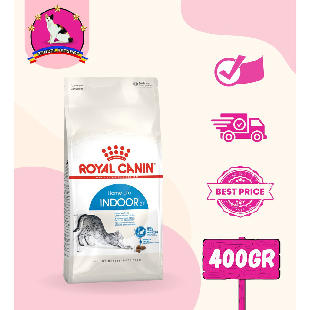 ROYAL CANIN INDOOR 27 400gr Dry Cat Food RoyalCanin Short Hair Makanan Kucing 400 gr Catfood Kering 