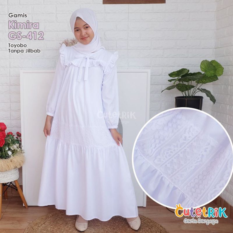 Gamis putih / gamis kimira putih / gamis putih cutetrik / gamis couple/ gamis putih dewasa/ gamis an