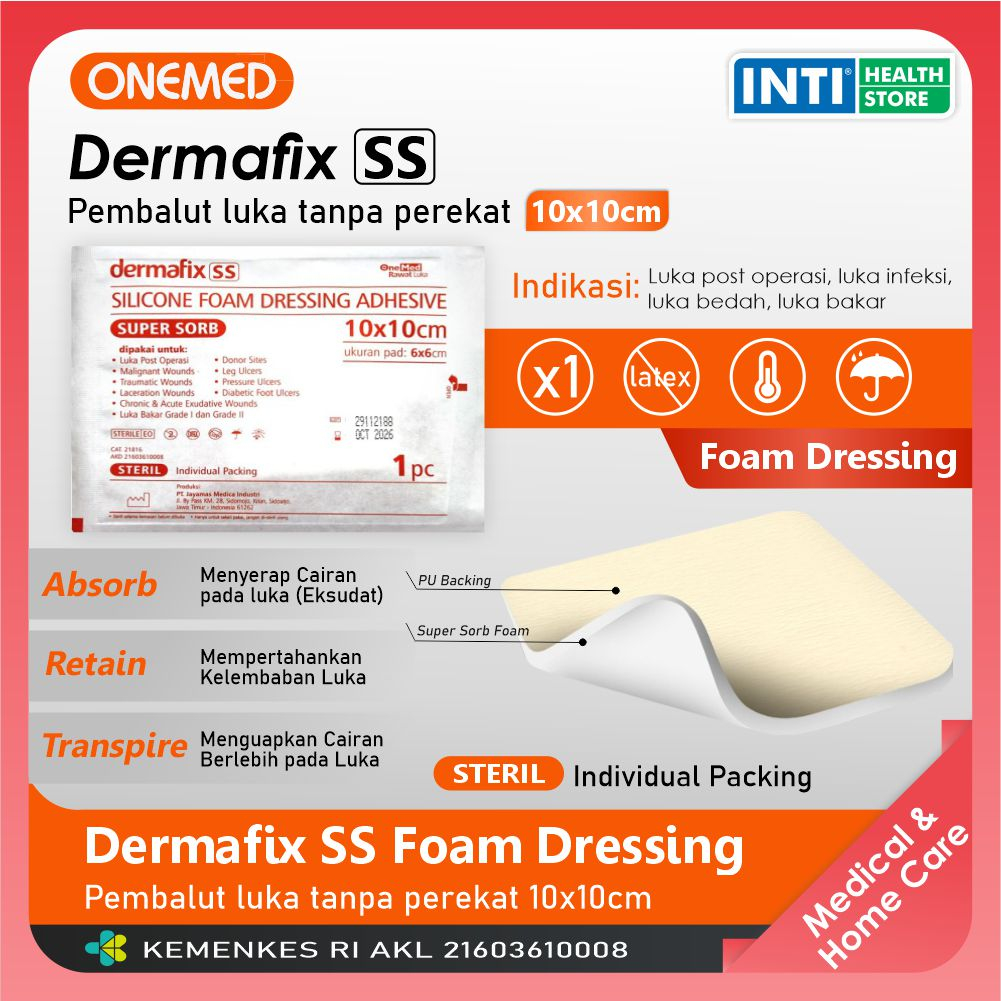 Onemed | Dermafix SS Foam Dressing 10 x 10cm | Satuan