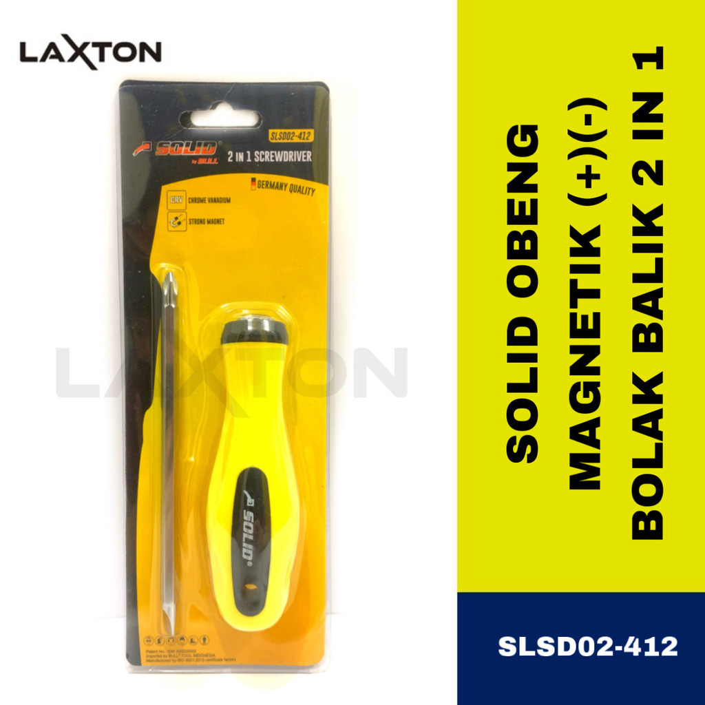 Solid Obeng Bolak Balik Magnetik (+)(-) 2in1 Chrome Vanadium Screwdriver SLSD02-412