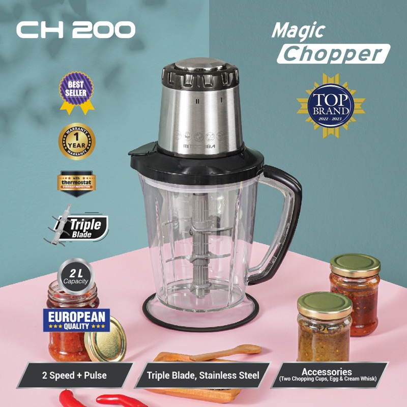 MITOCHIBA CH200 FOOD MAGIC CHOPPER 2L ALAT PENGGILING DAN PENGHALUS DAGING DAN BUMBU BLENDER BELENDE