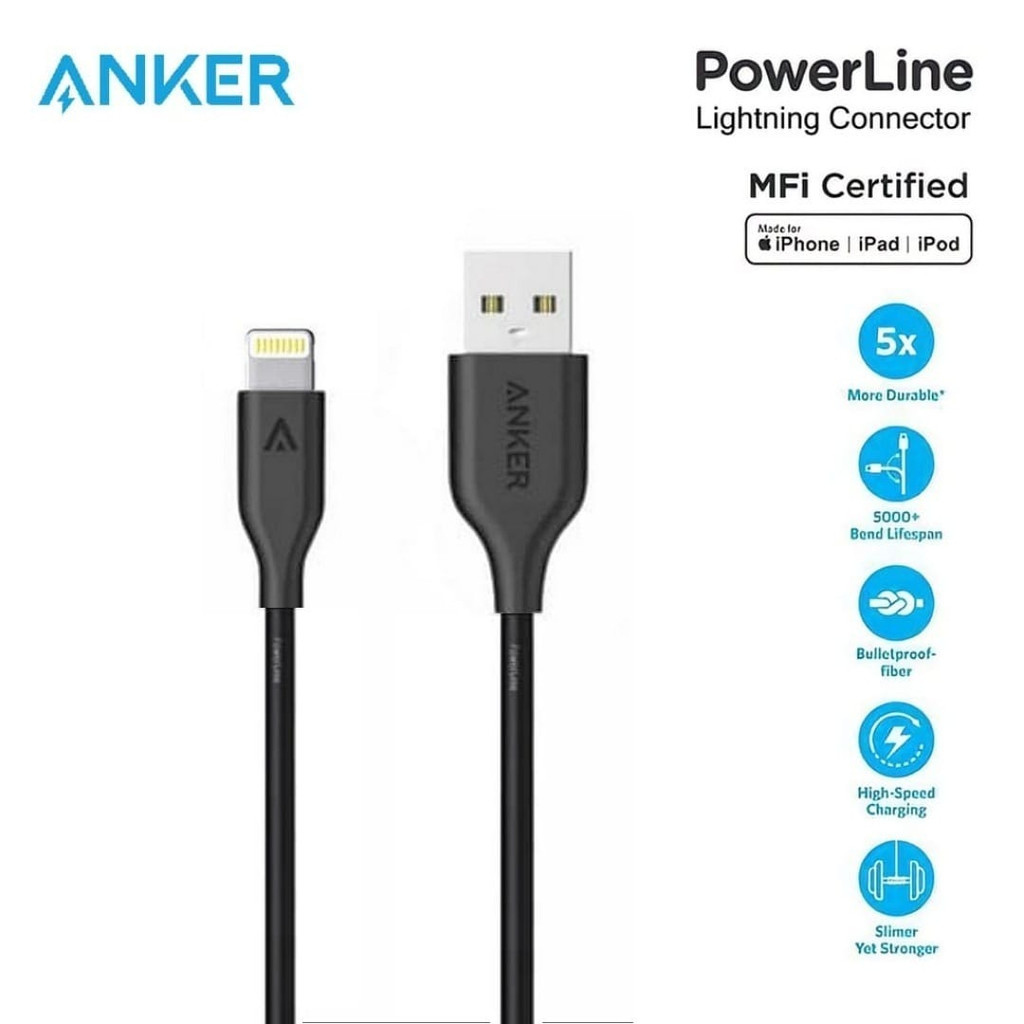 Kabel Data Lighthing ANKER PowerLine USB Lightning 3ft 0.9m High Speed cabel Data