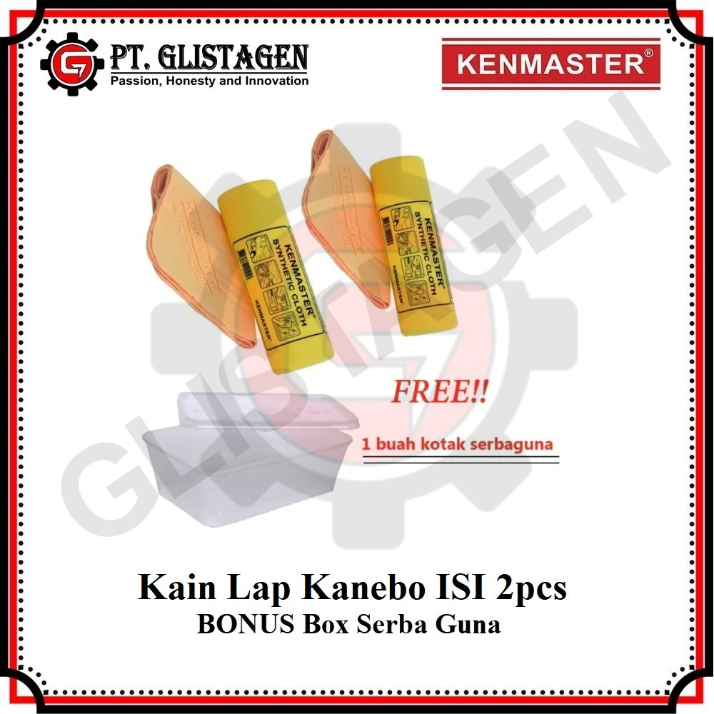 Kain Lap Kanebo Jumbo Besar 2 Pcs Bonus Box Plastik KENMASTER ORIGINAL