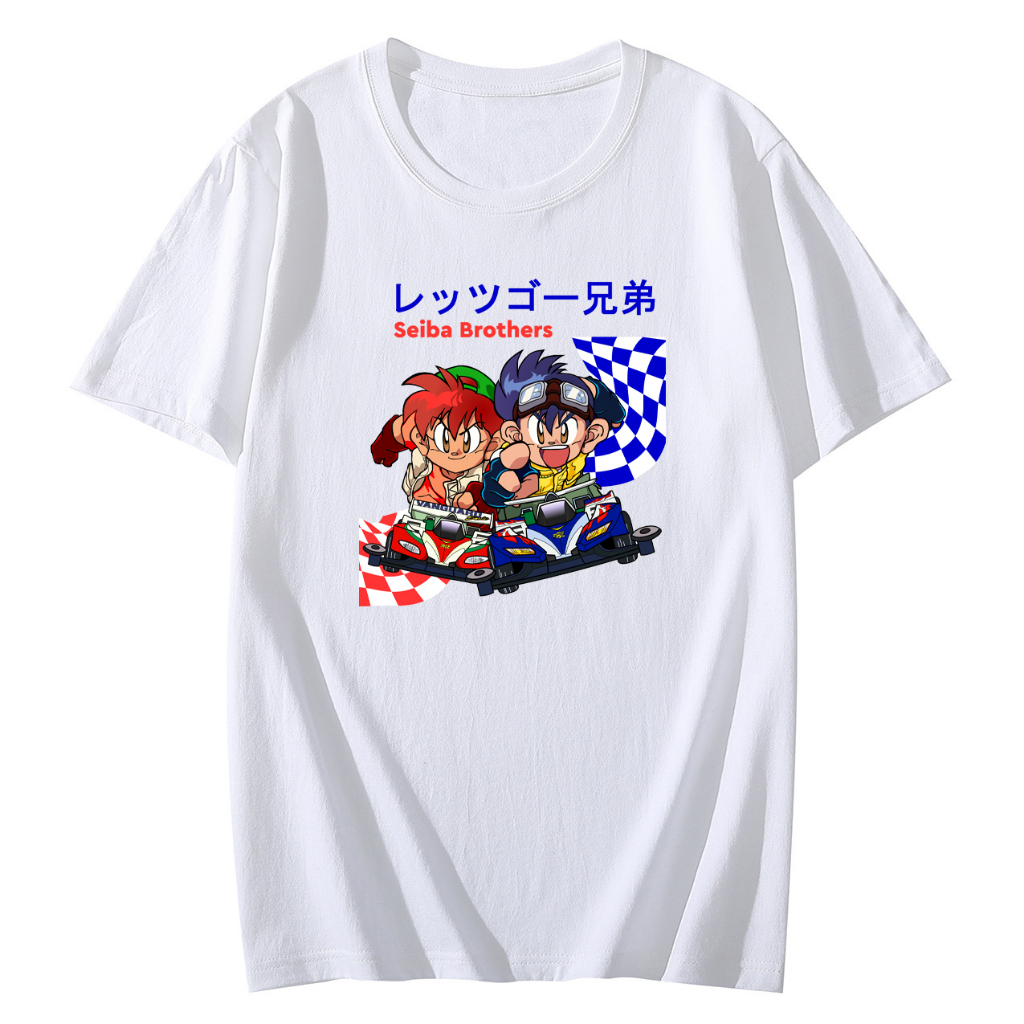 LUVfashion Dewasa Kaos TAMIYA Anime Let's And GO! WGP SEIBA BROTHERS MAGNUM &amp; SONIC Unisex (Pria &amp; Wanita) Cotton Combed 30s