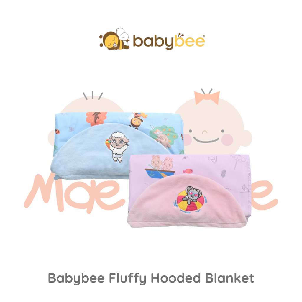 Babybee Fluffy Hooded Blanket Selimut Bayi Size XL