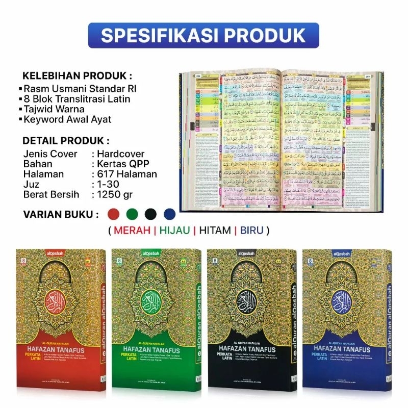 Al Quran Hafazan 8 Blok Perkata Latin Uk.A4 (Besar)