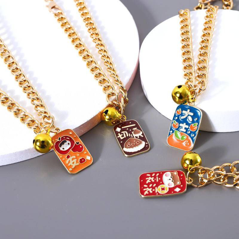 Kalung Kucing Rantai Emas Liontin Premium Elegan Plus Lonceng