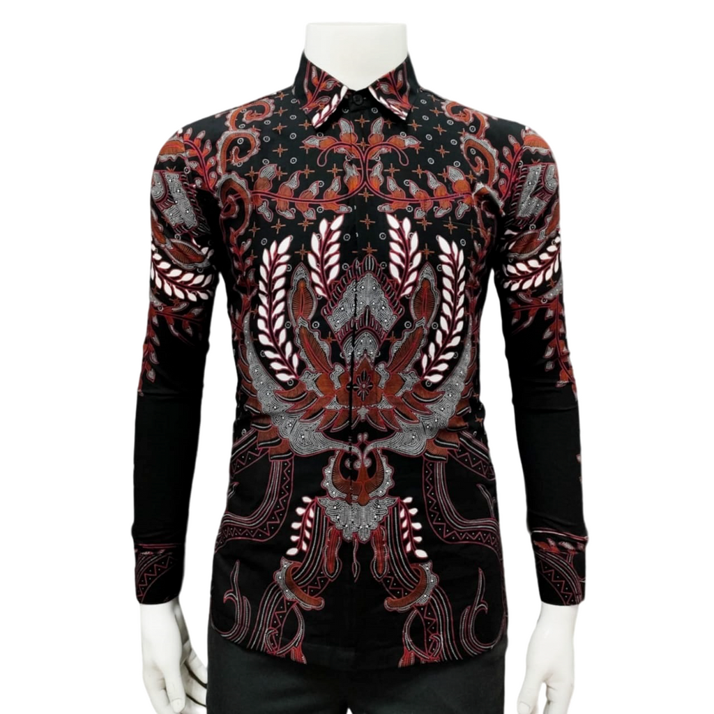 BATIK SLIMFIT Arkana Motif SANTOSHA Premium Kemeja Baju Pria Lengan Panjang Motif Modern Slim Fit