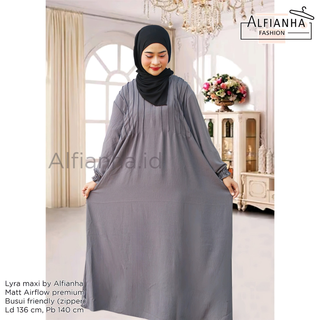 Gamis jumbo wanita ld 136 lyra busui zipper cringkle airflow premium