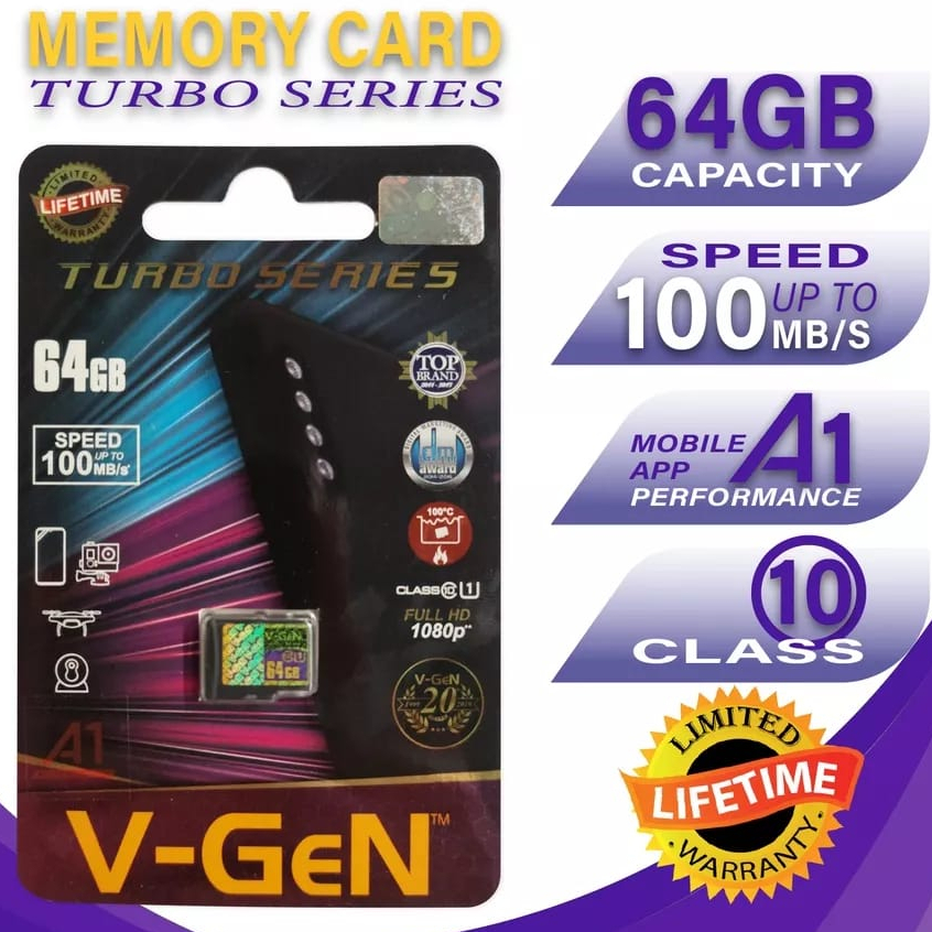 Memori Micro SD V-Gen Memory Card 64gb Class 10 Turbo Vgen Memory HP VGEN