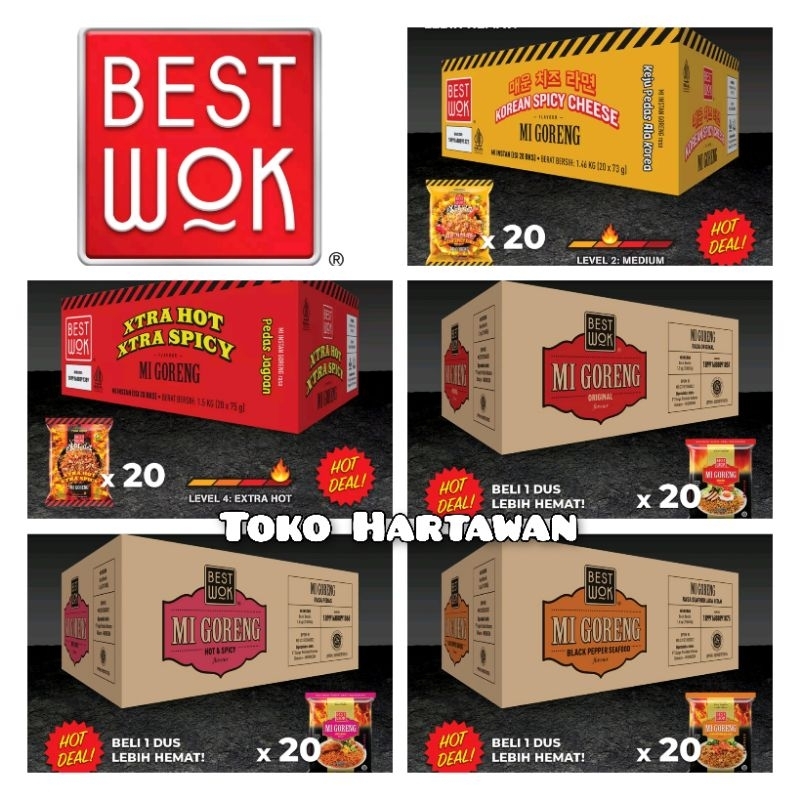 BEST SELLER √ BEST WOK mie goreng 5 varian (extra hot,korean spicy,original,spicy,blackpepper) karton dus 20pc