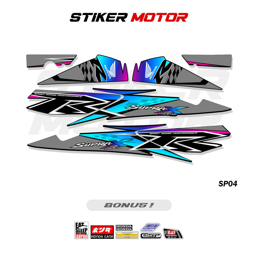 SP04 STRIPING STIKER SUPRA X 125 R 2010 BATMAN BETMEN VARIASI WARNA RAINBOW COLOR GOLD STICKER DECAL