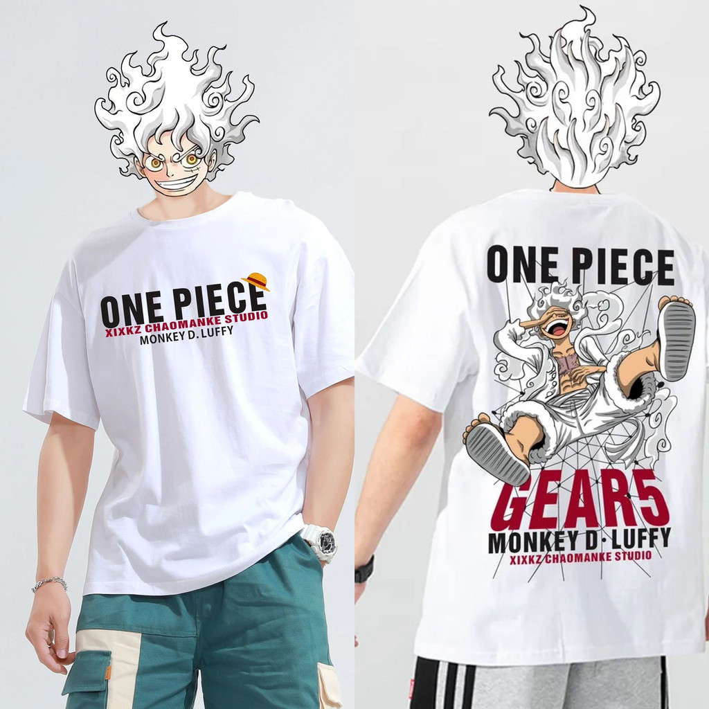 Kaos Anime One Piece MONKEY D-LUFF Cotton Combeb 24s/kaos Atasan Distro Unisex/kaos Oblong Pria dan Wanita/kaos unisex/KAOS SANTAI OBLONG MOTIF One Piece GEAR5 MONKEY D-LUFF Warna Hitam DAN PUTIH/tersedia ukuran M,L,XL,XXL,KAOS TERBARU 2023