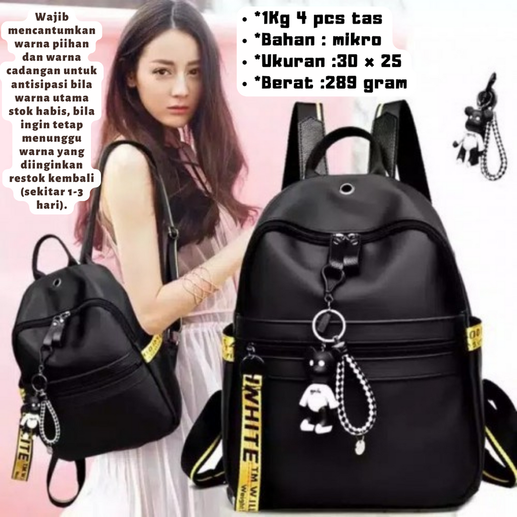 TAS RANSEL BACKPACK GENDONG BELAKANG WANITA CEWEK KANVAS IMPORT KOREA MURAH MULTIFUNGSI SIZUKA