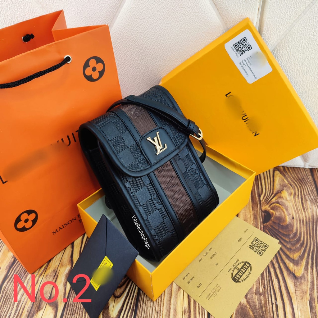 BEST SELLER fashion hpo sling bag tas hp tas sling mini selempang fashion import 1 ruang - Tas Selempang Hp LV Import Kualitas Premium - Tas ELVI sellena fitbag NAGITABAGS 0677