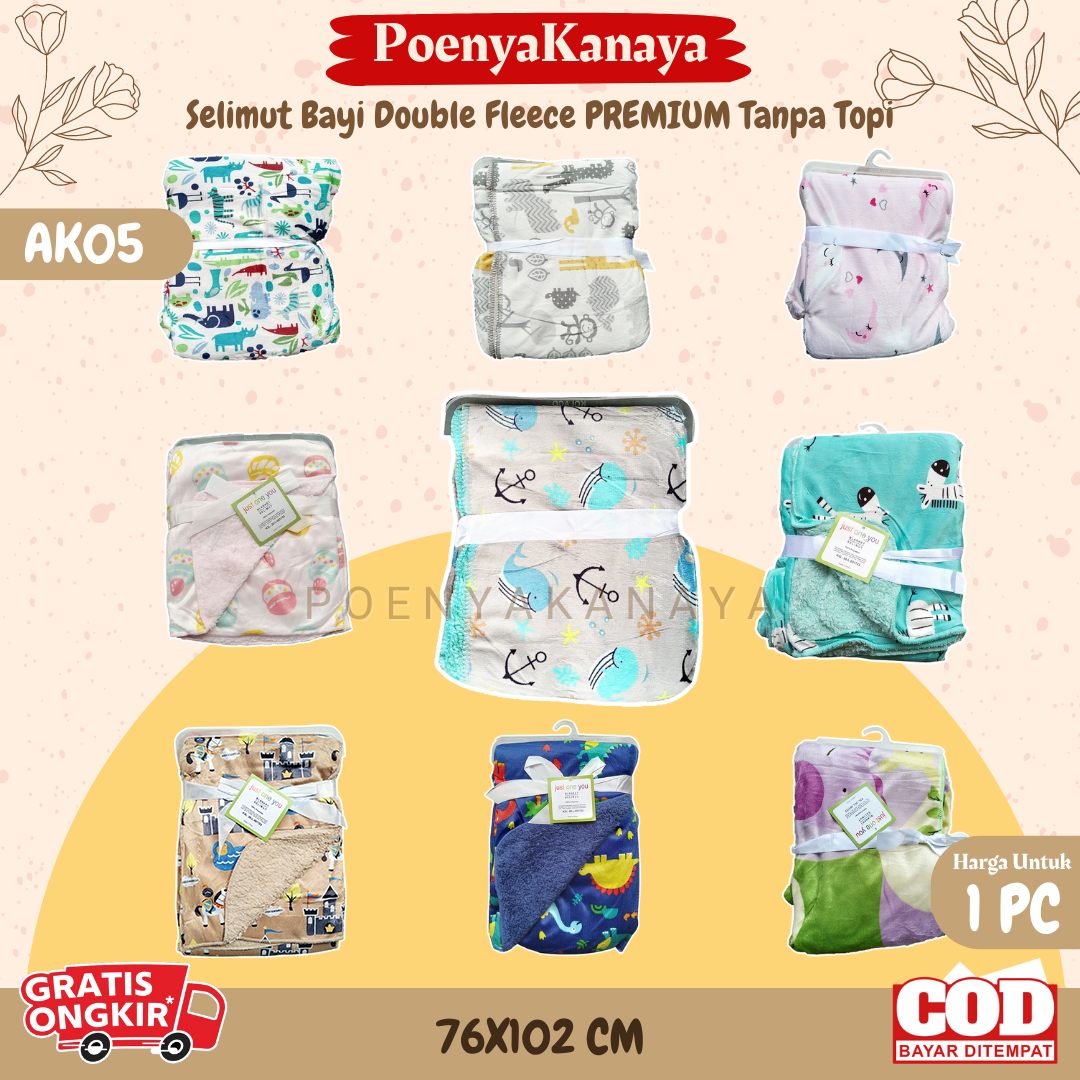 Selimut Bayi Double Fleece PREMIUM Tanpa Topi AK05