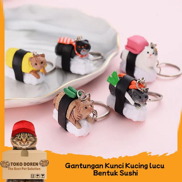 Gantungan kunci kucing sushi lucu - Aksesoris tas / Kunci motor
