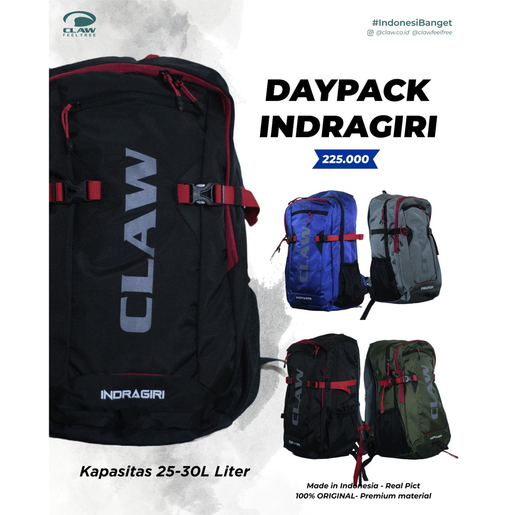 Daypack Claw - Indragiri Series - Daypack Gunung - Daypack Travel - Daypack Sekolah - Tas Ransel