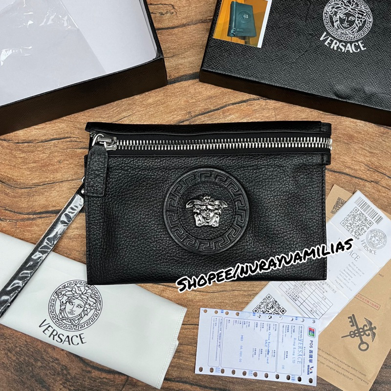 Tas clutch pria Versace full kulit asli import branded