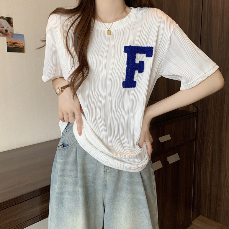 Baju Kaos Wanita Lengan Pendek Vintage Bordir Oversize Premium Kaos Wanita Korean Style Kekinian