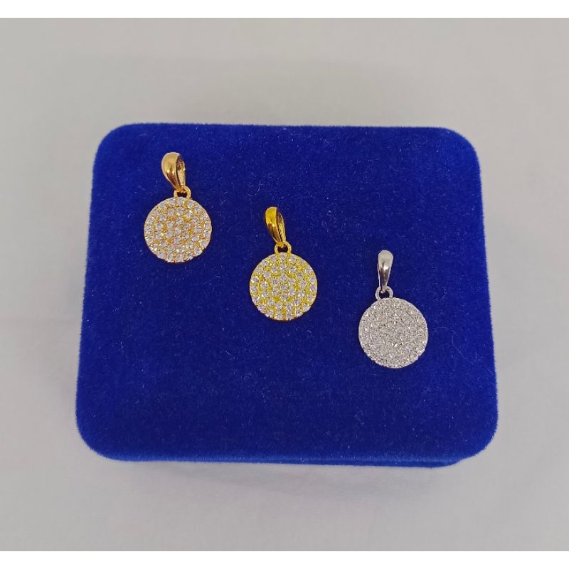 liontin bulat gepeng mp/perak asli silver 925 lapis emas/perhiasan fashion wanita terbaru