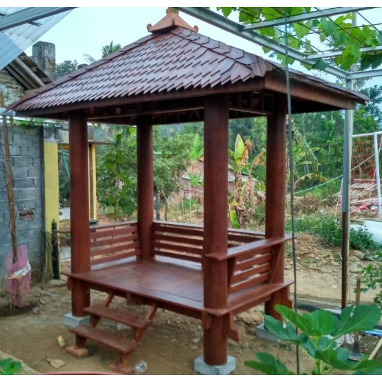 GazeboTaman Ukuran 200x150 cm Model Minimalis | Saung Taman Kayu Kelapa | Hiasan Taman Rumah Atap Si