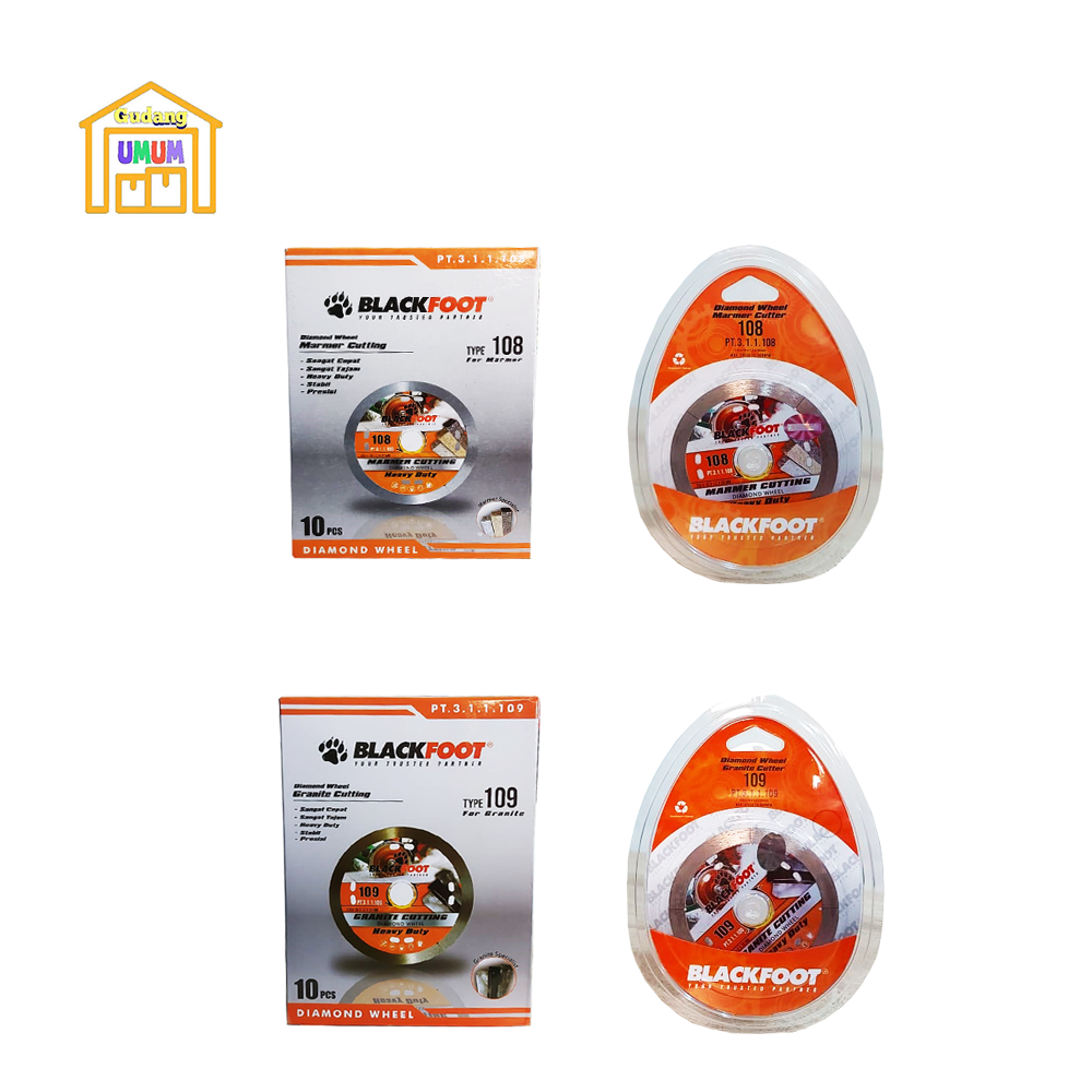 Mata Potong Granit Marmer 4" BLACKFOOT Varian 109 DW Granite - 108 DW Marmer - Granite Diamond Wheel